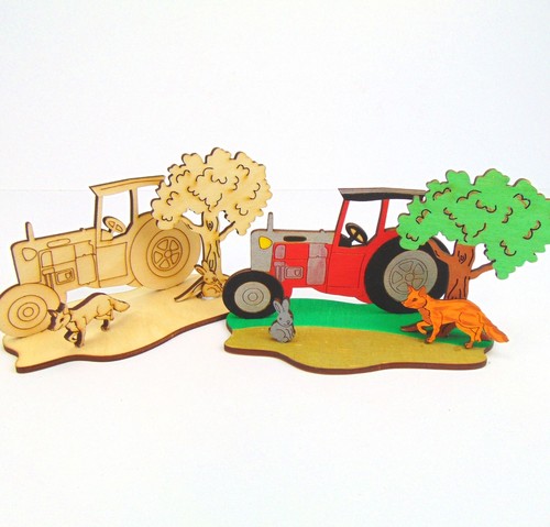 Kreativset traktor mit fuchs - mit,