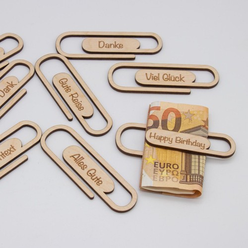 Büroklammer aus holz - zum, geld