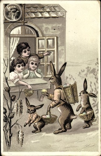 Ostern osterhasen - ak,
